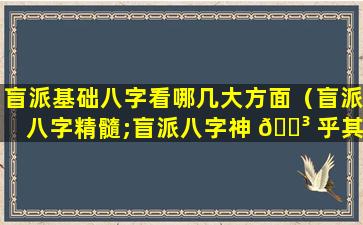 盲派基础八字看哪几大方面（盲派八字精髓;盲派八字神 🐳 乎其技(下 🌸 )）